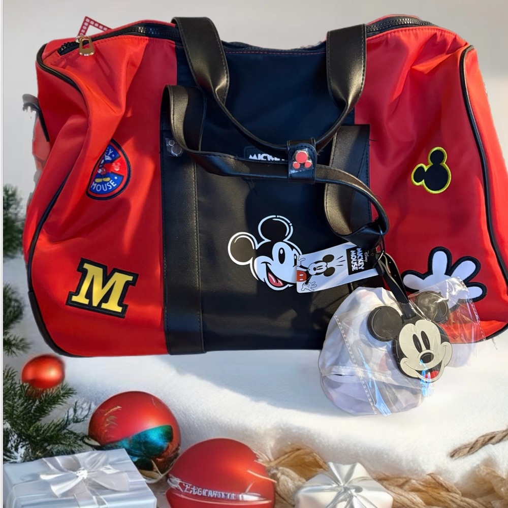 Disney Mickey Mouse Black and Red rolling Luggage NWT